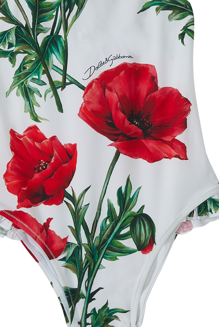 بدلة سباحة هابي جاردن بتصميم قطعة واحدة ونقشة زهور الخشخاش